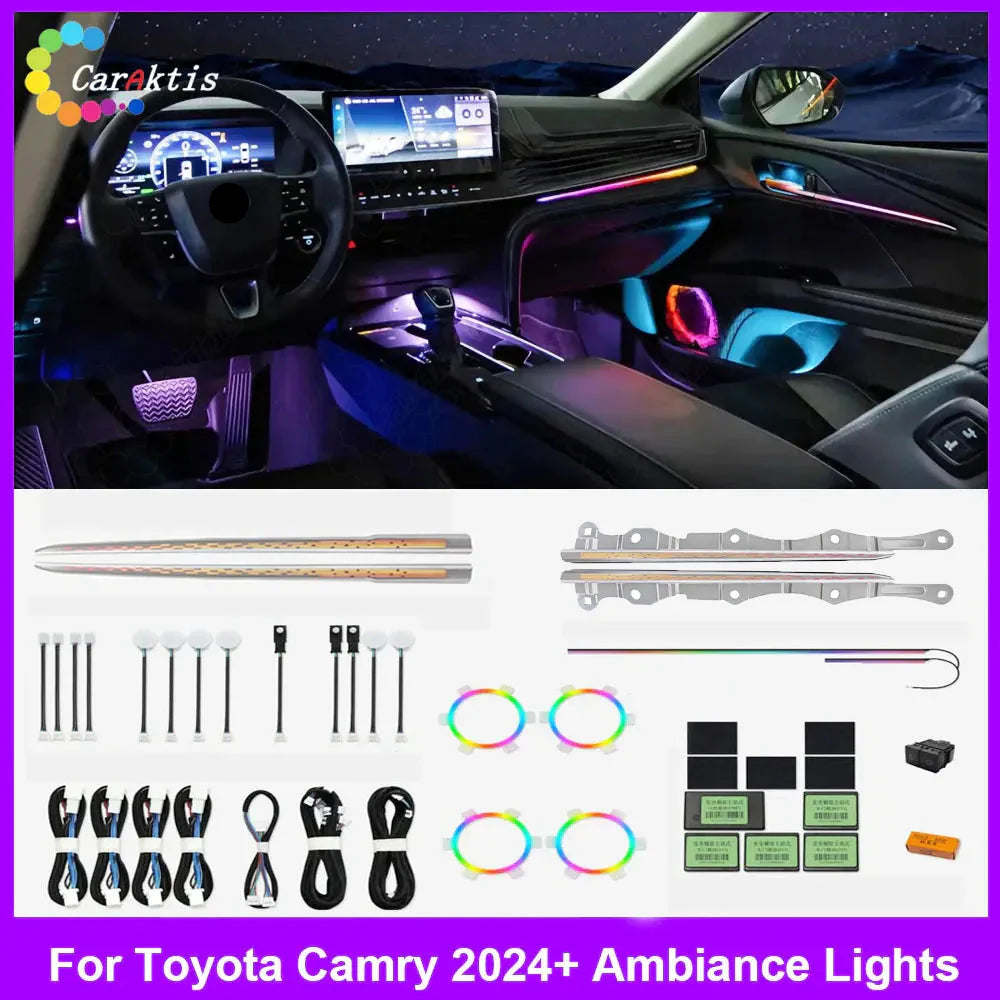 64 Colors Ambient Lights For Toyota 9th Generation Camry 2024+ Dynamic Laser Engraving Atmosphere Lamp Interior Decor Accessories