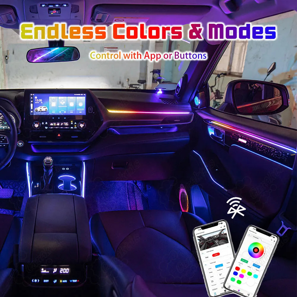 LED Atmosphere Light For Toyota Highlander 2022-2026 Dynamic Ambient Lighting 64 Colors