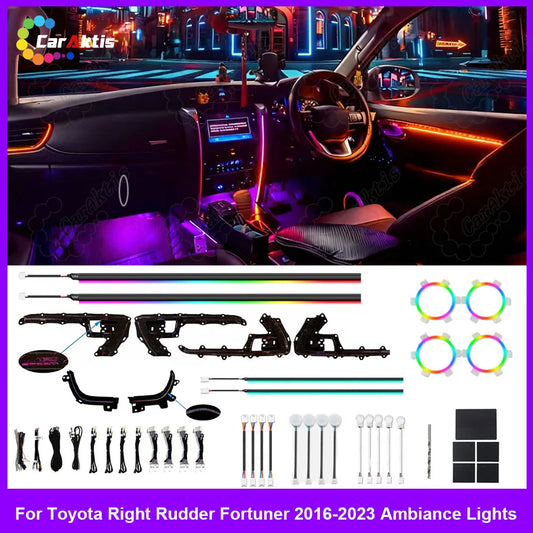 64-Color Ambient LED Interior Lighting Upgrade for Toyota Fortuner RHD 2016–2023