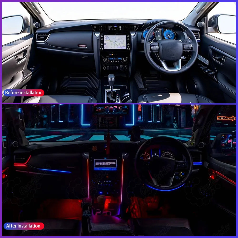 64-Color Ambient LED Interior Lighting Upgrade for Toyota Fortuner RHD 2016–2023