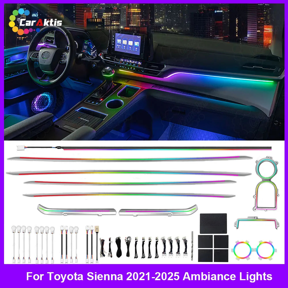 64-Color Symphony Interior LED Light Kit for Toyota Sienna 2021–2025