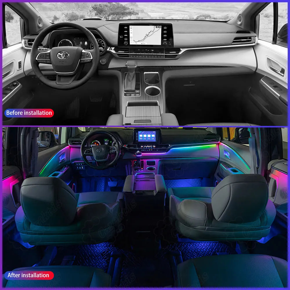 64-Color Symphony Interior LED Light Kit for Toyota Sienna 2021–2026