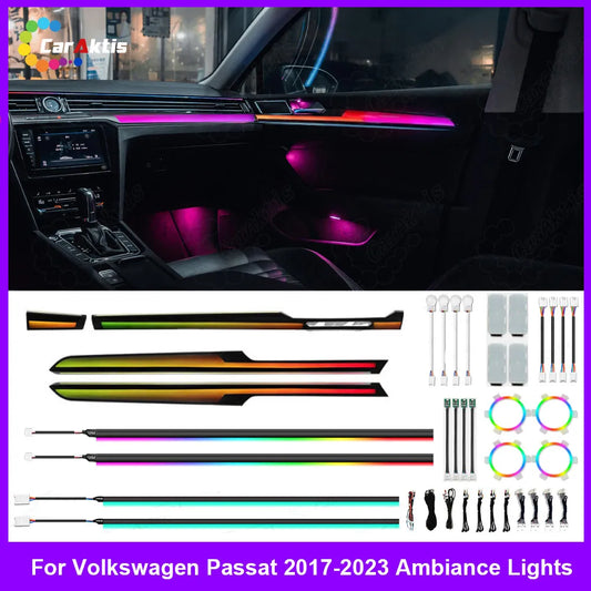CarAkits Symphony Dynamic LED Ambient Lighting Kit for Volkswagen Passat 2017–2023 | 64-Color Interior Ambient Light Upgrade Trim