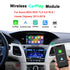 Wireless CarPlay and Android Auto retrofit module kit dashboard display overview for Acura MDX, RDX, TLX, ILX, RLX, and Honda Odyssey 2013-2019 dual-screen models.