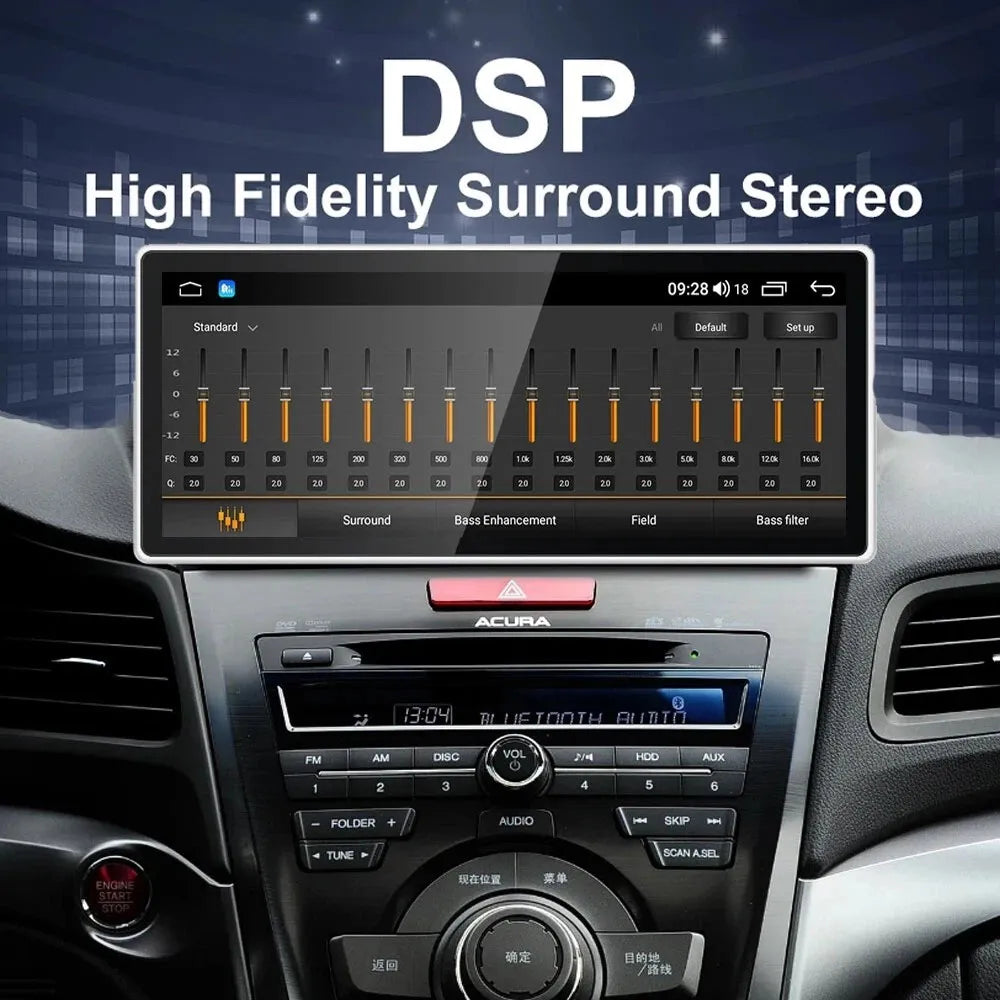 Built-in DSP digital sound processor and equalizer settings interface for high fidelity surround stereo.