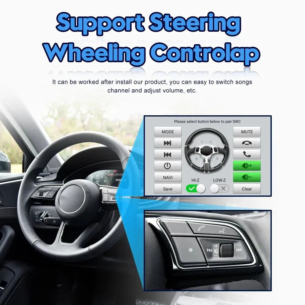 Support for OEM steering wheel control buttons mapping with Acura RDX Android car radio upgrade