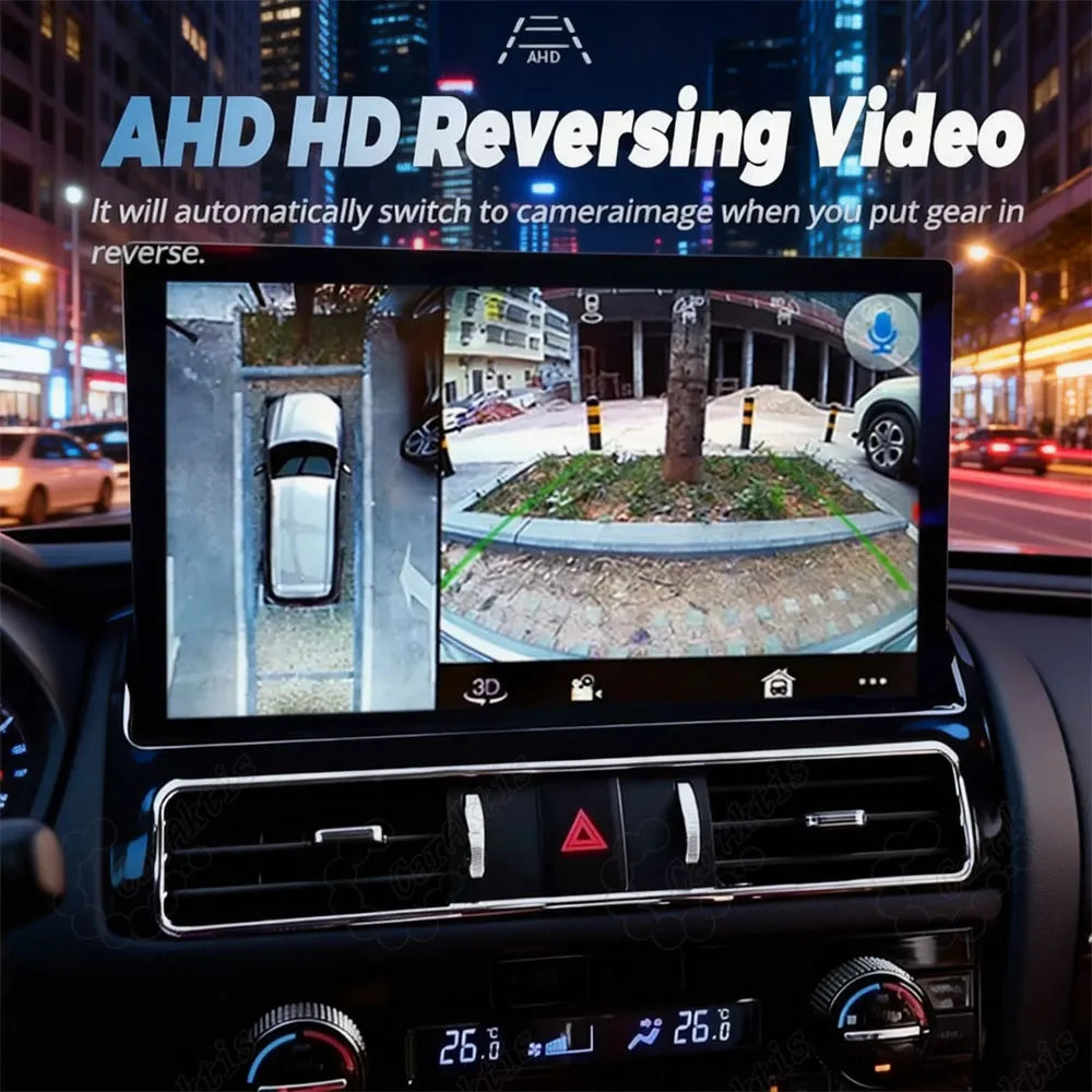 AHD HD reversing video display with automatic switch for car parking assistance