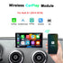 Wireless Apple CarPlay and Android Auto retrofit module for Audi A1 (2014-2018), supporting AirPlay, Autolink, and HD display integration.