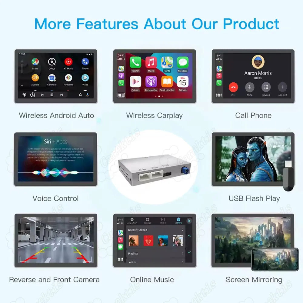 Compatible apps for Audi A1 CarPlay system including Google Maps, Waze, Spotify, and WhatsApp displayed on the original dashboard screen.