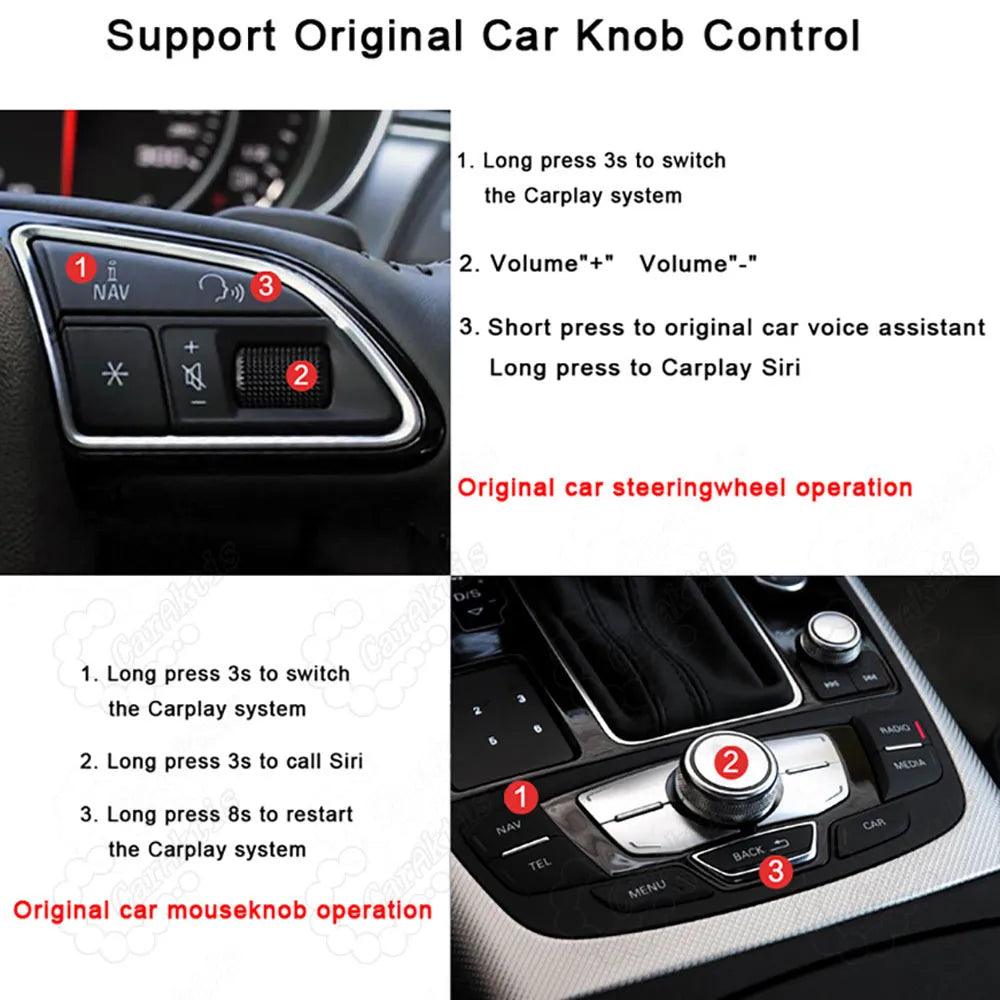 Support for original Audi A4 A5 steering wheel buttons and MMI console controls