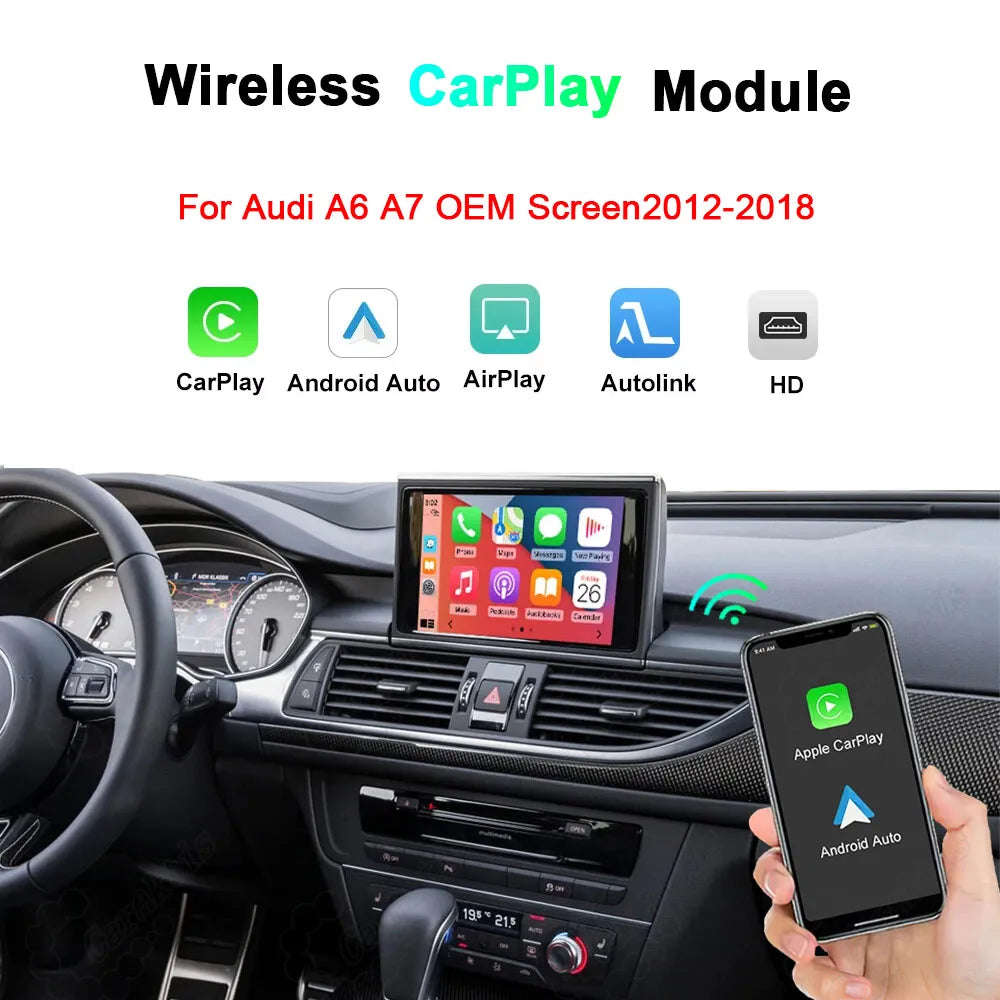 Wireless Apple CarPlay and Android Auto Module for Audi A6 A7 OEM Screen 2012-2018