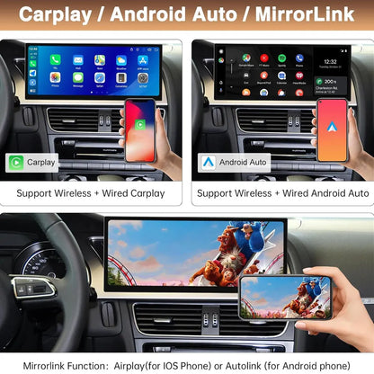 Wireless Apple CarPlay, Android Auto, and phone MirrorLink Airplay functions on Audi A4 A5 Q5 B8 display