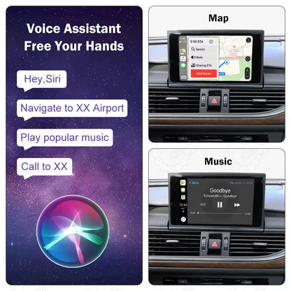 Hands-free Siri voice assistant for Audi CarPlay to navigate, play music, and make phone calls