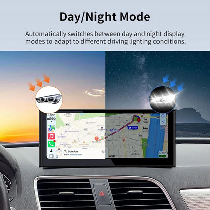 Automatic day and night mode switching on Audi Q3 screen to adapt to changing light conditions while driving.