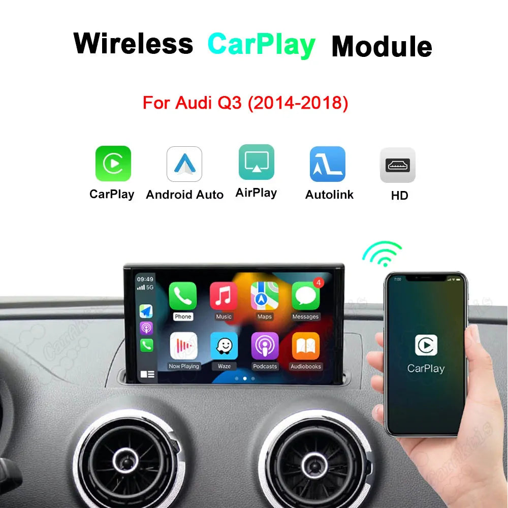 Wireless Apple CarPlay and Android Auto Module Interface for Audi Q3 2014-2018
