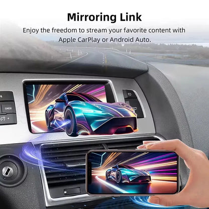 Smartphone screen mirroring link for Audi Q7 2010-2015, streaming mobile content to car display.
