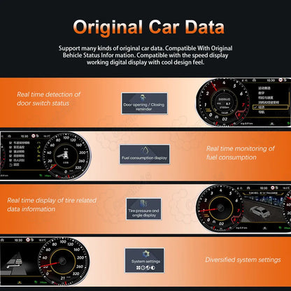 audi a3 digital instrument cluster interface displaying real-time original vehicle telemetry and status data.