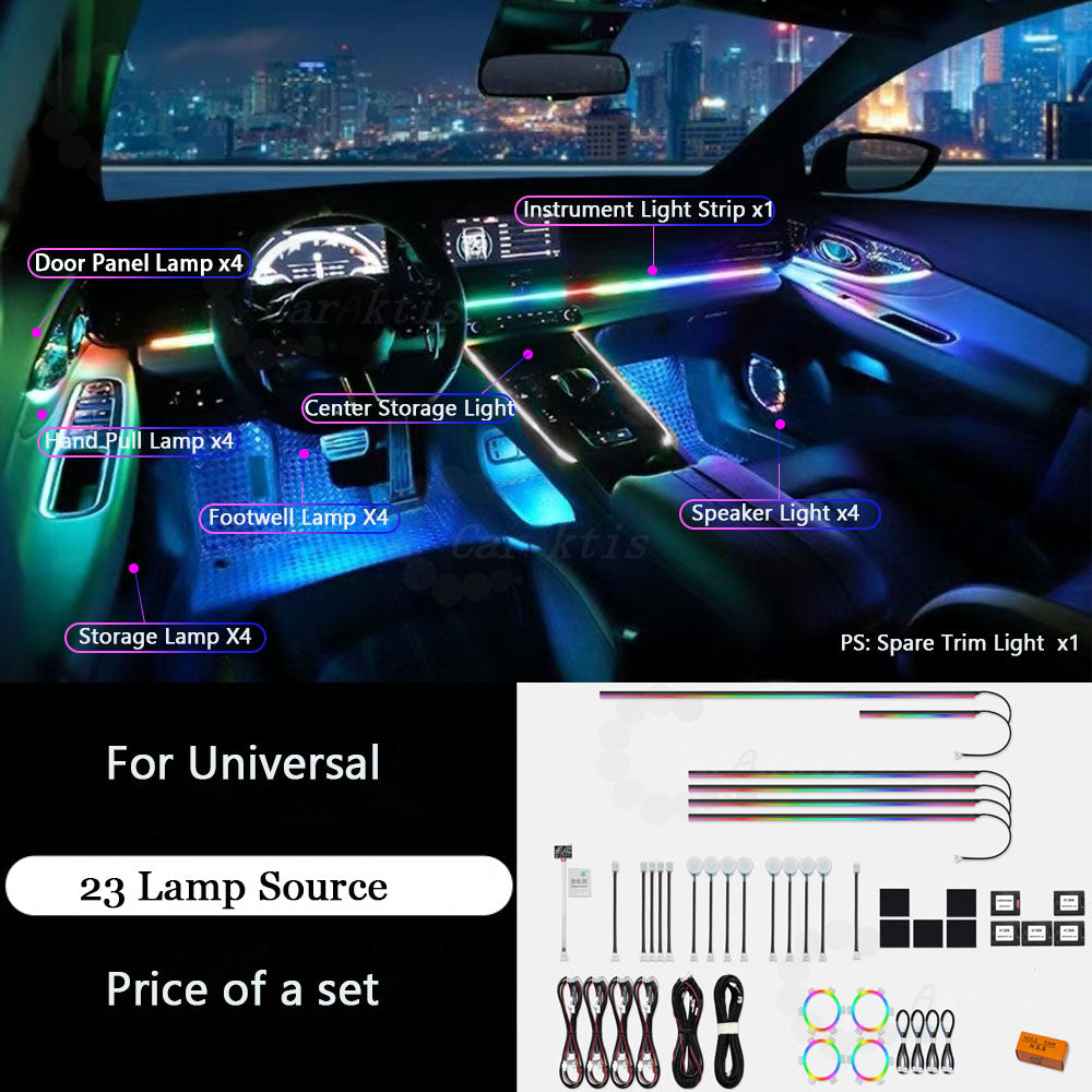 Caraktis 64 Color RGB Dynamic Symphony Car Ambient Light Interior Guide LED Strip Light Decoration Atmosphere Lamp