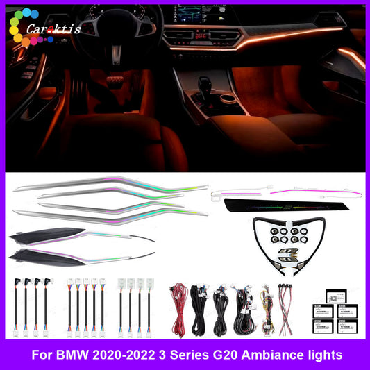 64 Colors LED Car Interior Ambient Lighting For BMW 3 Series G20 G21 G28 2020-2022 Atmosphere Strip Accessories Upgrade