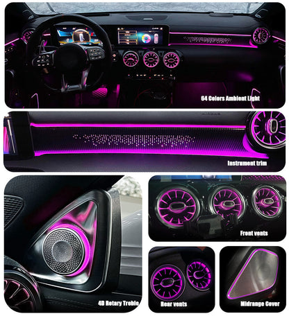 CarAkits 64 Colors LED Ambient Light For Mercedes-Benz W177 W118 W247 A/B/CLA 2020-2024 Automotive Interior Decoration