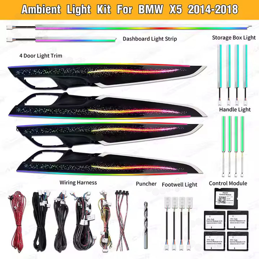 CarAktis Upgrade Symphony Ambient Lighting Kit For BMW X5 X6 F15 F16 2015-2019 Interior LED Light Accessories Trim Panel