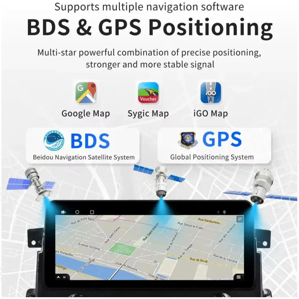 BDS and GPS dual positioning system supporting Google Maps, Sygic, and iGO navigation applications