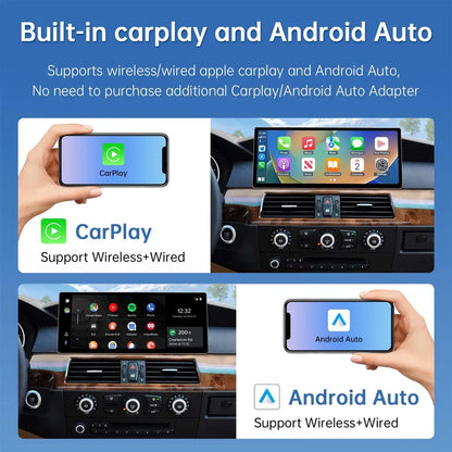 Built-in wireless and wired Apple CarPlay and Android Auto interface running on 12.3-inch screen for BMW 3 and 5 Series.