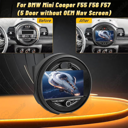 BMW Mini Cooper F55 F56 F57 (5 Door without OEM Nav Screen) Android Multimedia Head Unit Upgrade Before and After