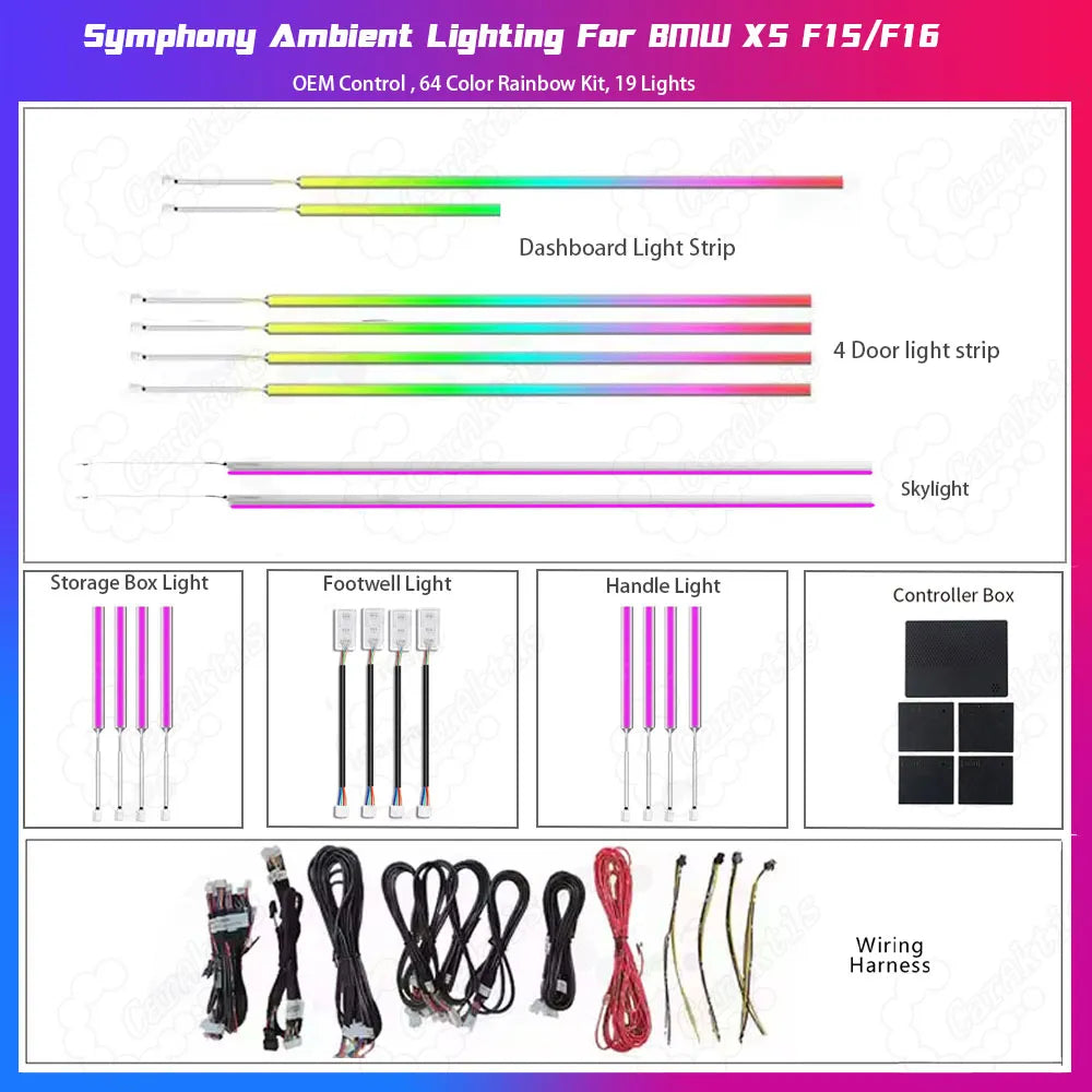 BMW X5 F15 X6 F16 64-color interior ambient lighting strip kit