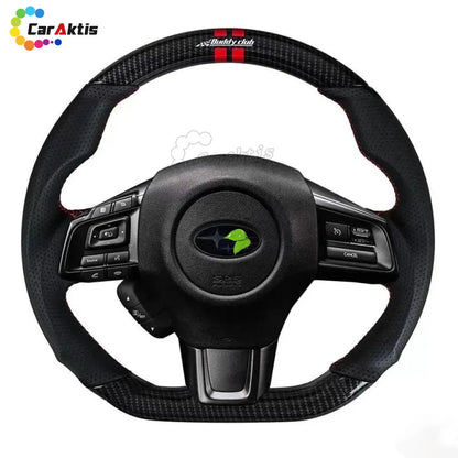 2015-2021 Subaru WRX/STI Custom Carbon Fiber Steering Wheel with Buddy Club Logo and Red 12 O&