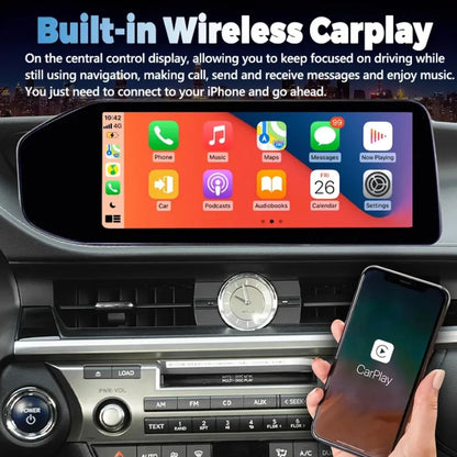 Built-in wireless Apple CarPlay displayed on the 12.3-inch Android car radio for Lexus ES.