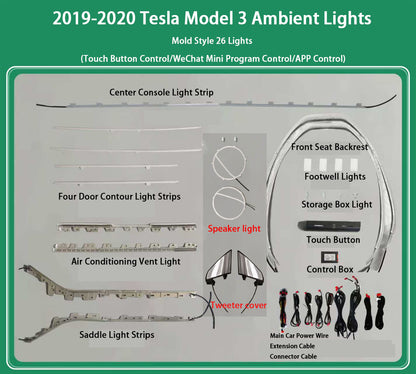CarAktis LED Symphony Ambient Lighting Kit For Tesla Model 3 2019-2020 Interior Light Accessories