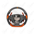 C7 Corvette custom steering wheel with matte and orange carbon fiber, including multi-function buttons and oversized paddle shifters.