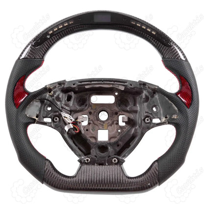 C7 Corvette custom matte carbon fiber steering wheel with LED shift lights and red carbon fiber inserts.