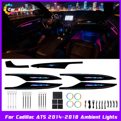 Dynamic RGB streamer interior ambient light kit for Cadillac ATSL 2014-2017 with APP control.