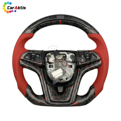 Custom Camaro steering wheel featuring an integrated LED RPM shift light display and carbon fiber.