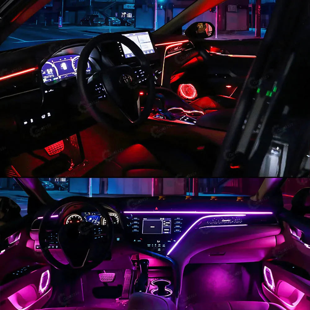 Complete package of Toyota Camry 8th gen ambient light kit including all wires.
