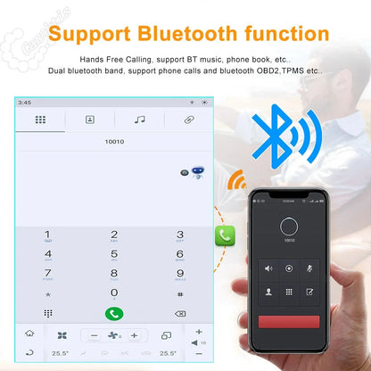 Bluetooth hands-free phone calling interface connected to a smartphone.