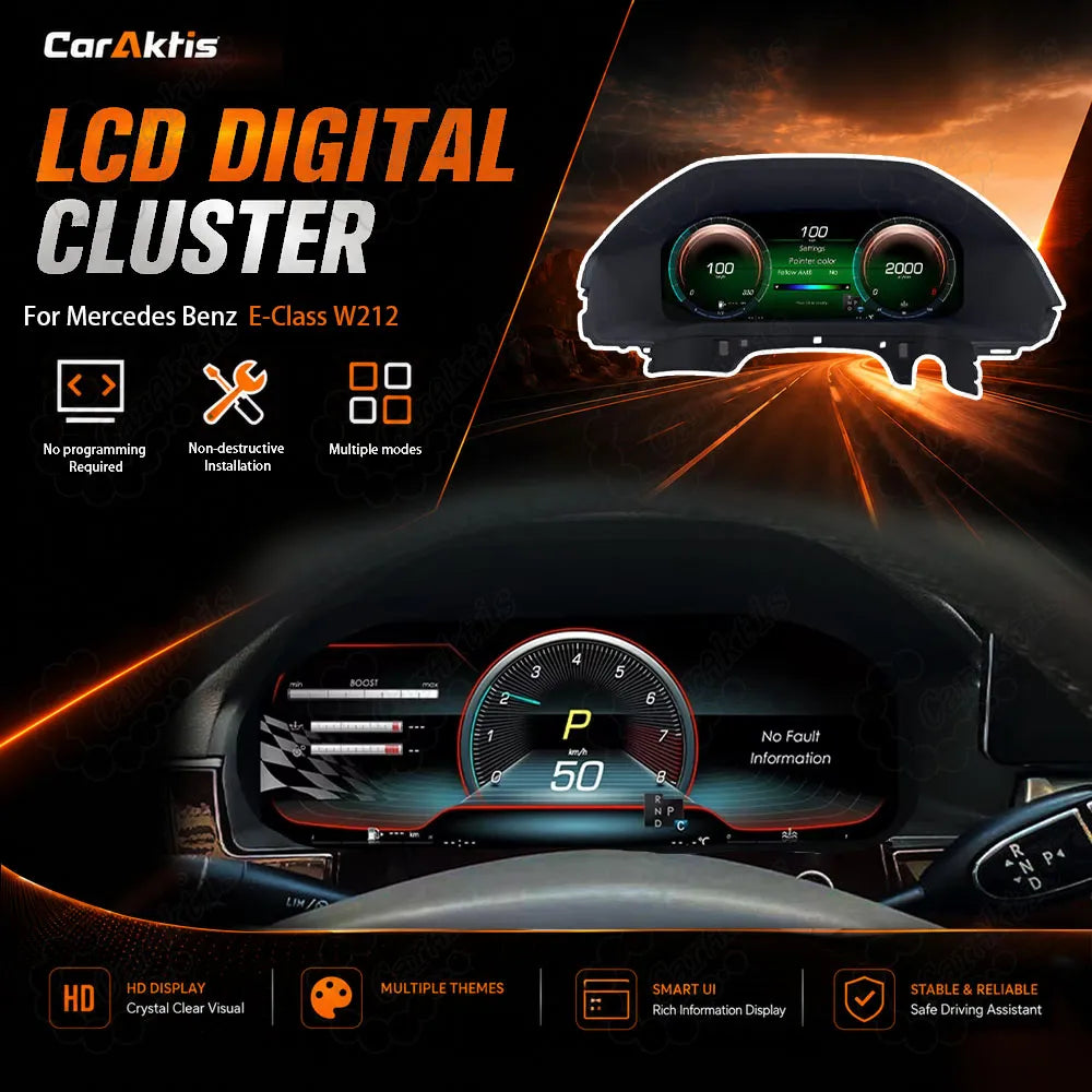CarAktis digital instrument cluster display upgrade for Mercedes-Benz E-Class W212