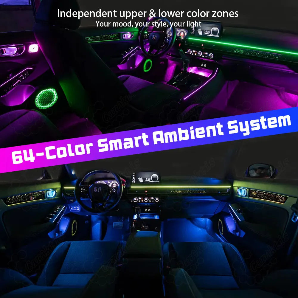 CarAktis LED flash illuminate strip installed on 11th Gen Honda Civic Starry Sky.