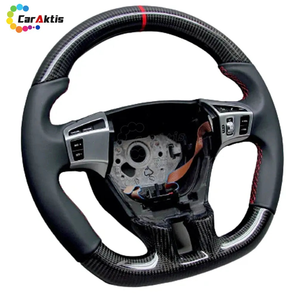 Full view of a custom Bentley steering wheel with a red 12 o&