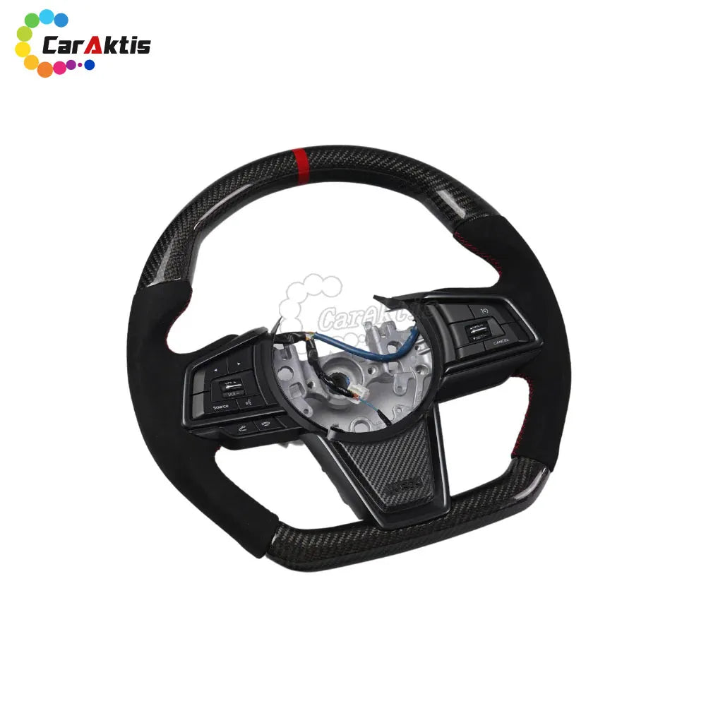 Custom Carbon Fiber and Alcantara Steering Wheel with Red Stitching for 2022-2026 Subaru WRX.