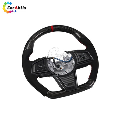 Custom Carbon Fiber and Alcantara Steering Wheel with Red Stitching for 2022-2026 Subaru WRX.