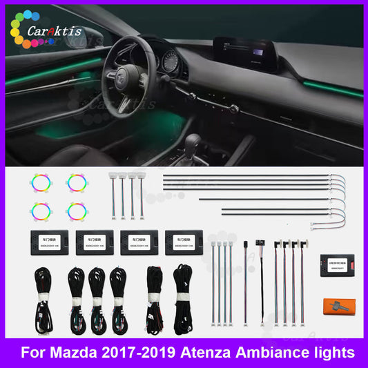 CarAkits 64 Colors LED Ambient Light For MAZDA  Atenza 2017-2019 Dynamic Lighting Automotive Interior Decoration