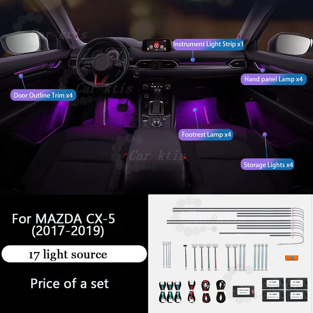 CarAkits Symphony 64 Colors Dynamic LED Ambient Light For MAZDA  CX-5 2017-2025 Dedicated Strip Light
