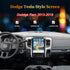 Tesla-style vertical Android screen head unit installed in Dodge Ram 2013-2018 dashboard supporting CarPlay and Android Auto.