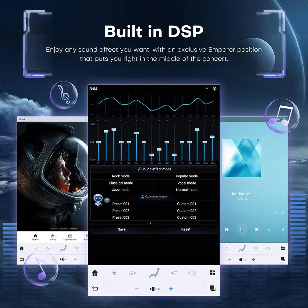 Built-in DSP audio processor with customizable EQ settings for enhanced sound system in Dodge Ram