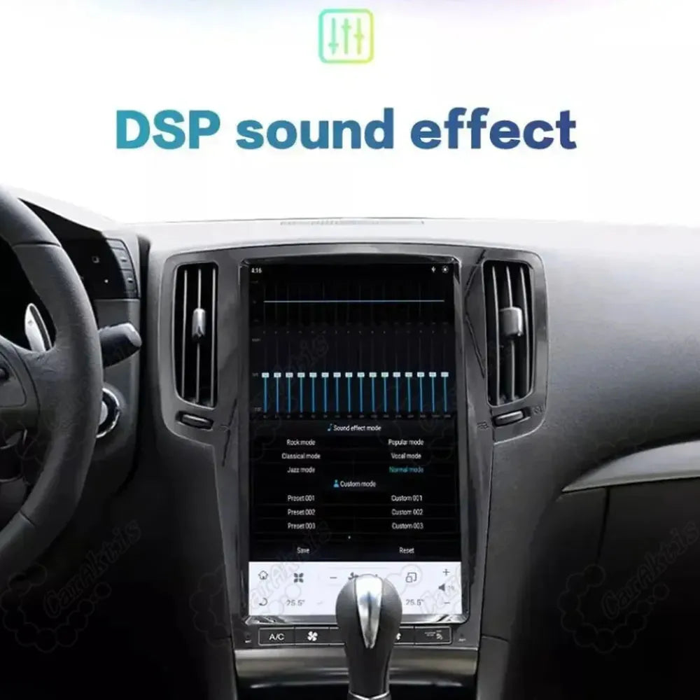 Built-in DSP audio processor and multi-band EQ equalizer sound settings interface