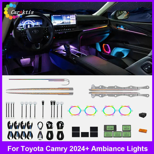 64 Colors Ambient Lights For Toyota 9th Generation Camry 2024+ Dynamic Laser Engraving Atmosphere Lamp Interior Decor Accessories