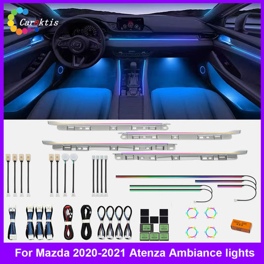 CarAkits 64 Colors LED Ambient Light For MAZDA  Atenza 2020-2021 Dynamic Lighting Automotive Interior Decoration